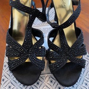 Thalia-blk crystal platform heels 9.5M
